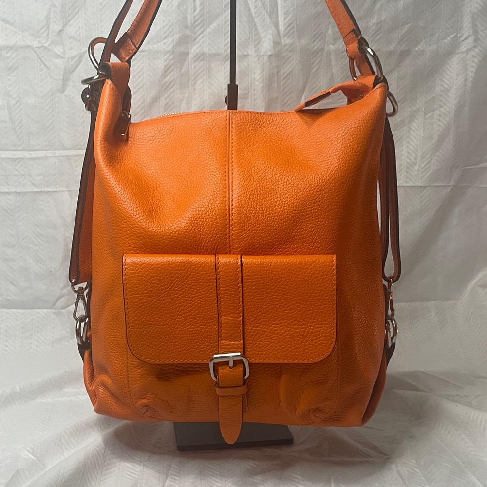 Tano- Orange Leather Shoulder Bag
